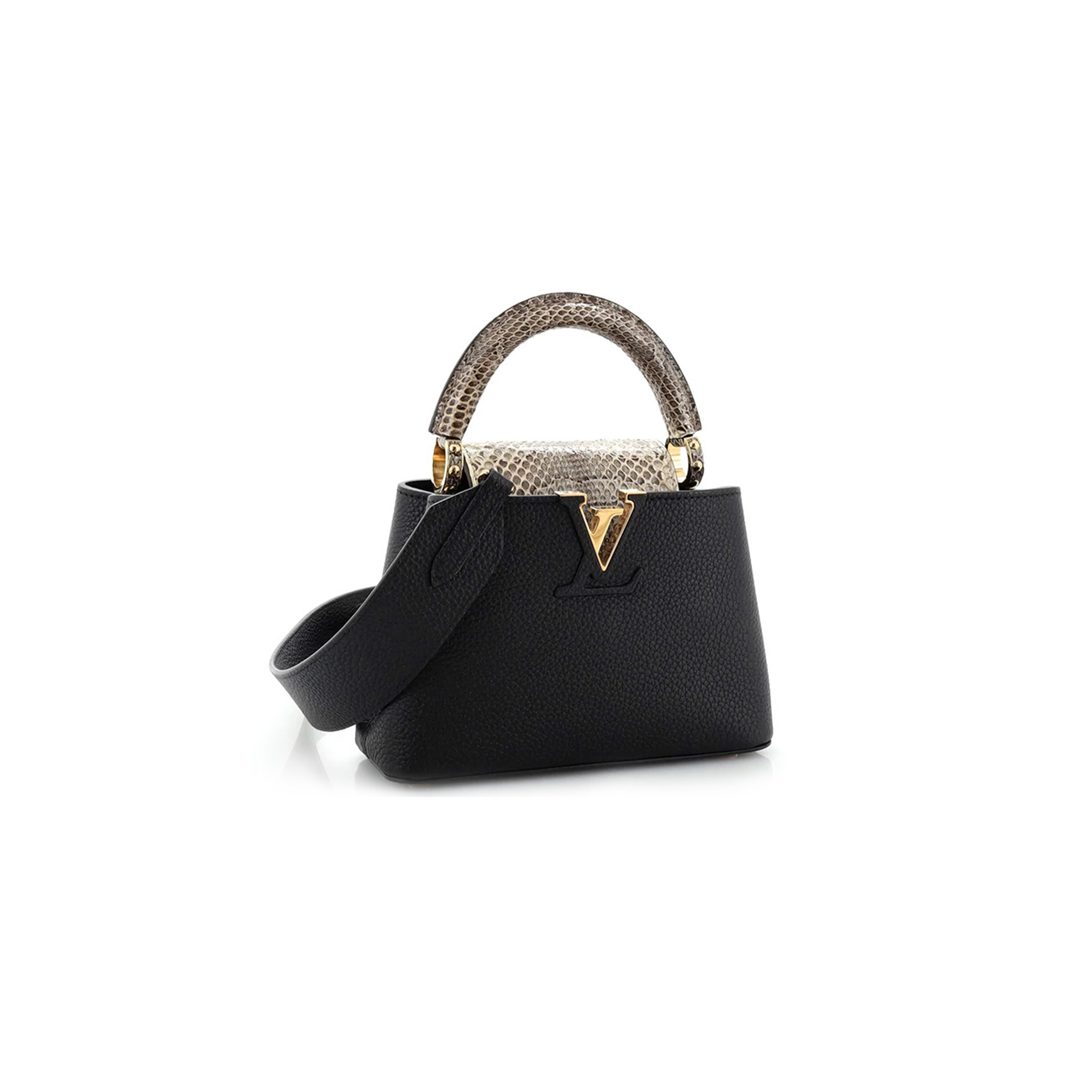 l0vis Vvtt0n master taurillon snakeskin mini capucines black (21*14*8cm)